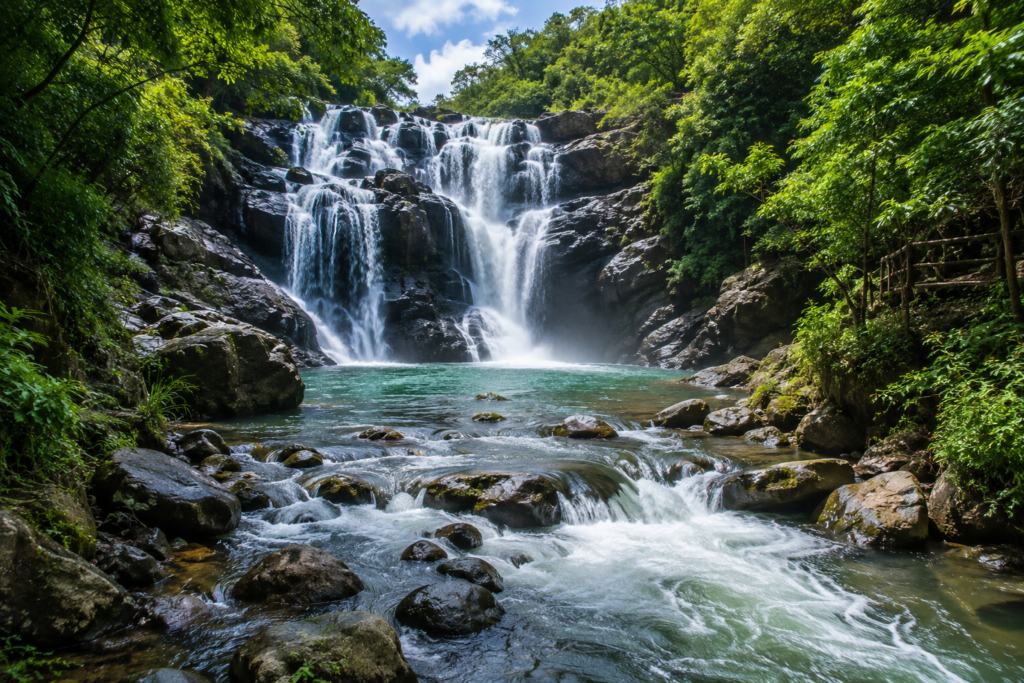 Waterfall and riverside scenery in Da Lat