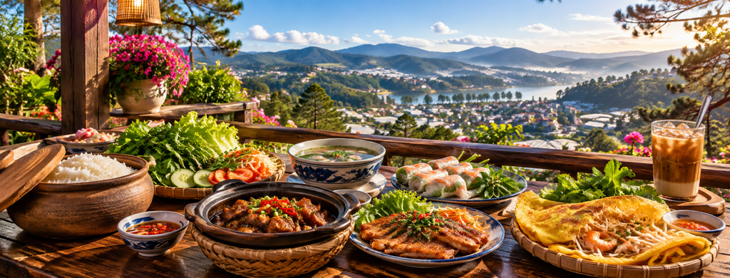 Authentic Vietnamese luncheon with Da Lat mountain and lake views
