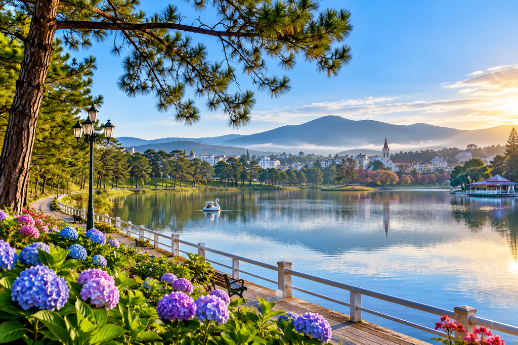 Xuan Huong Lake in central Da Lat Vietnam