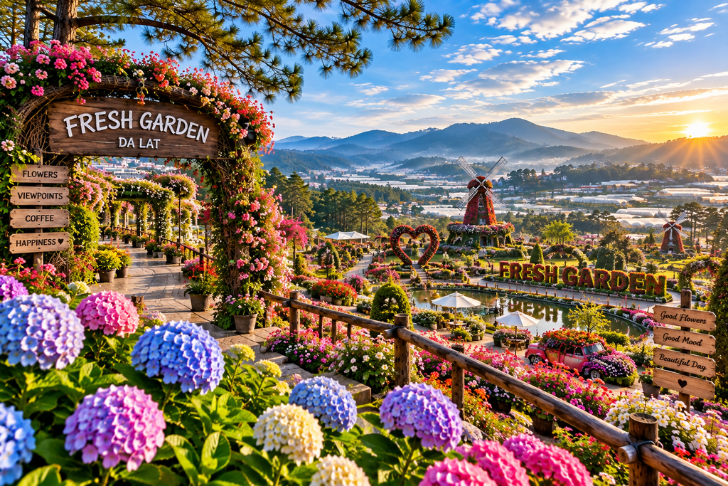 Fresh Garden flower attraction in Da Lat Vietnam