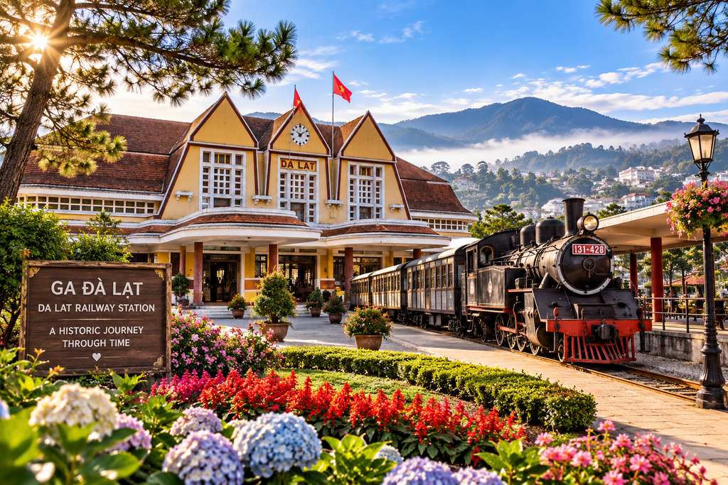 Da Lat Railway Station historic architecture Vietnam