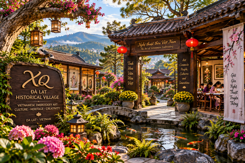 XQ Da Lat Historical Village Vietnamese embroidery culture