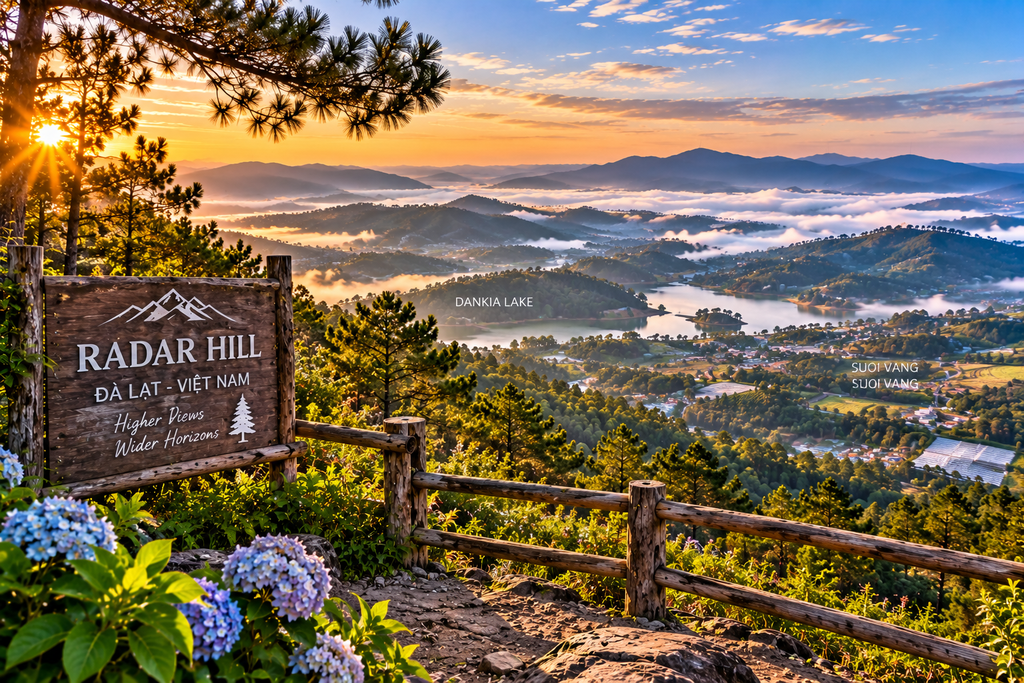Radar Hill panoramic view of Dankia Suoi Vang near Da Lat