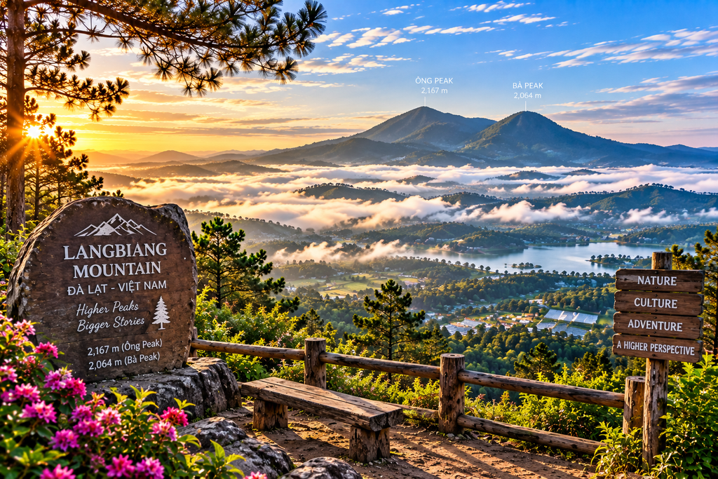 Langbiang Mountain panoramic landscape near Da Lat Vietnam
