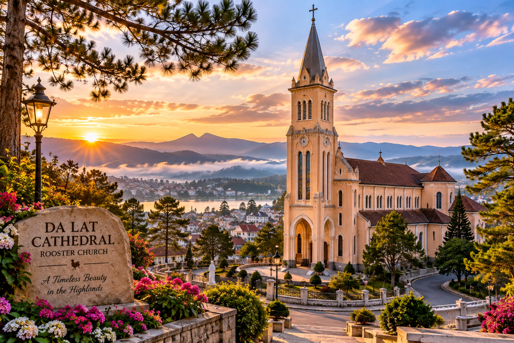 Da Lat Cathedral Rooster Church historic architecture Vietnam
