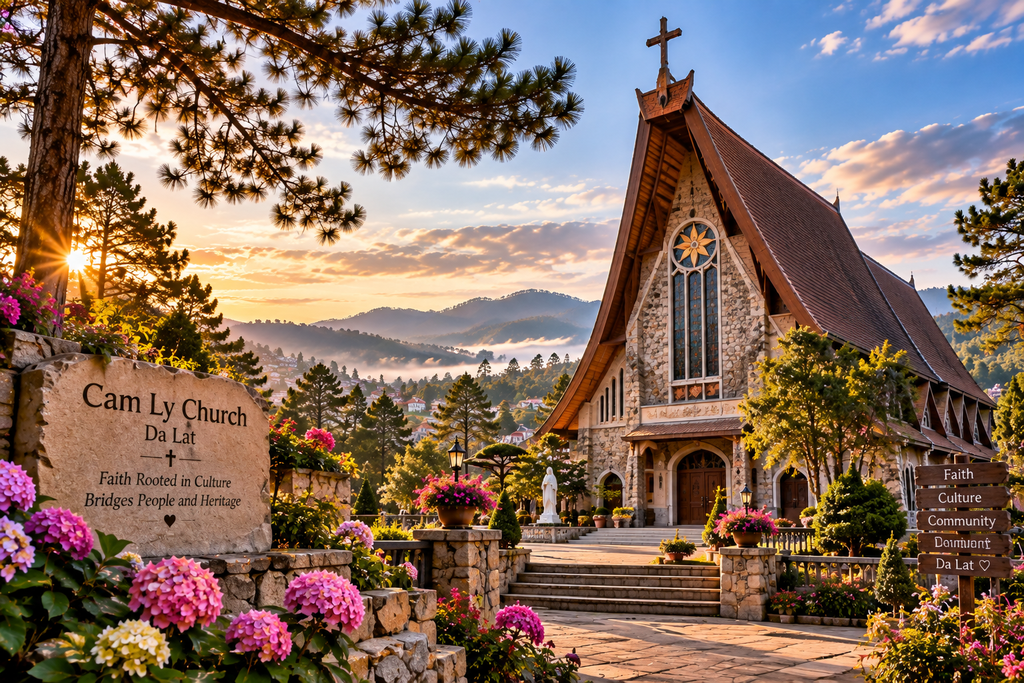 Cam Ly Church Central Highland architecture in Da Lat Vietnam