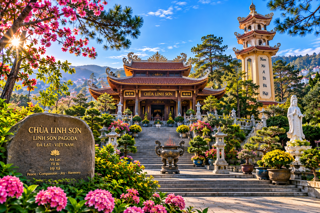 Linh Son Pagoda traditional Buddhist architecture Da Lat