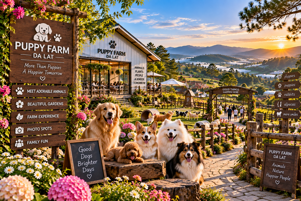 Puppy Farm animals and agricultural gardens in Da Lat Vietnam