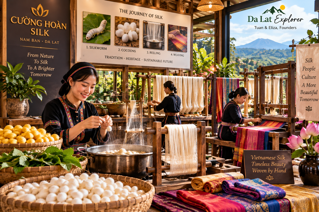 Cường Hoàn Silk traditional silk production and weaving near Nam Ban Da Lat