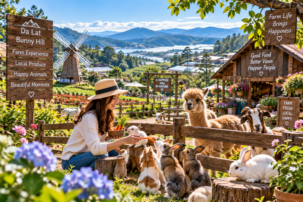 Da Lat Bunny Hill farm experience with highland countryside and agricultural activities