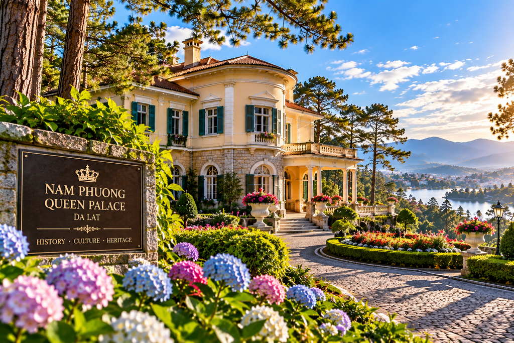 Nam Phuong Queen Palace historic French architecture in Da Lat Vietnam