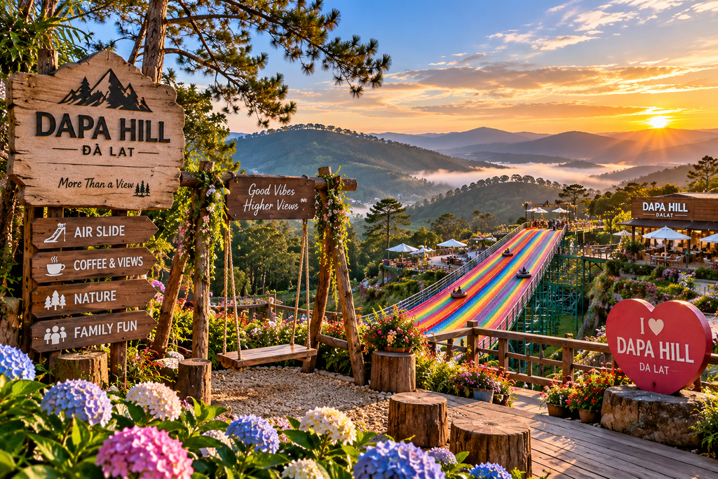 Dapa Hill Air Slide and countryside landscape in Da Lat Vietnam